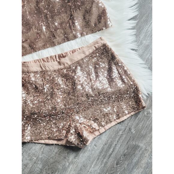NWT Anthropologie Sequined Shimmer Shorts & Top Set - Size 4 - Picture 7 of 12